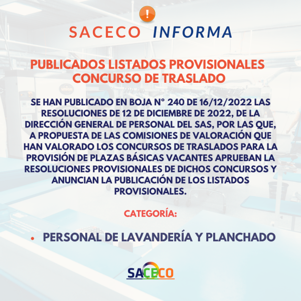 Lavanderia Y Planchado Listados Provisionales Saceco