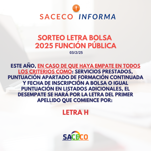 Sorteo Letra Bolsa Funci N P Blica Saceco