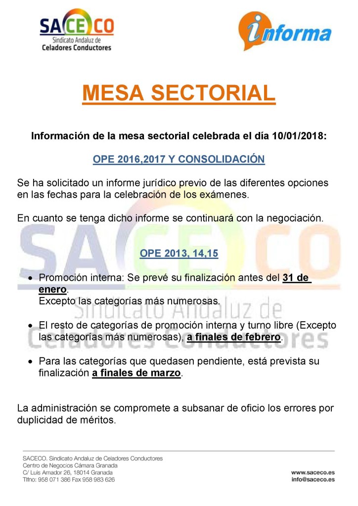 mesa sectorial 10-01-2018
