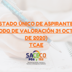 Listado único de aspirantes  (Periodo de valoración 31 octubre de 2020) TCAE