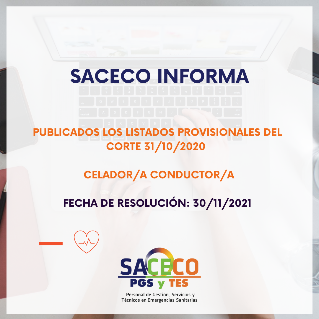 LISTADOS PROVISIONALES BOLSA CELADOR CONDUCTOR 2020 | SACECO